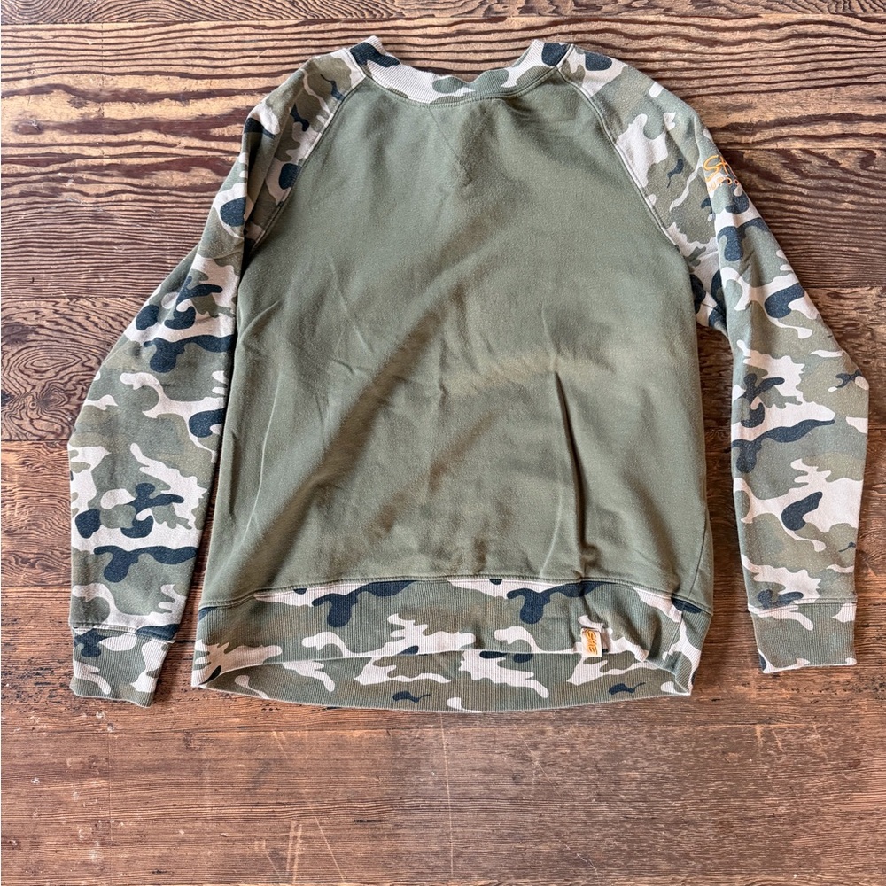 Carhartt Olive Green Camo Raglan Long Sleeve Tee
